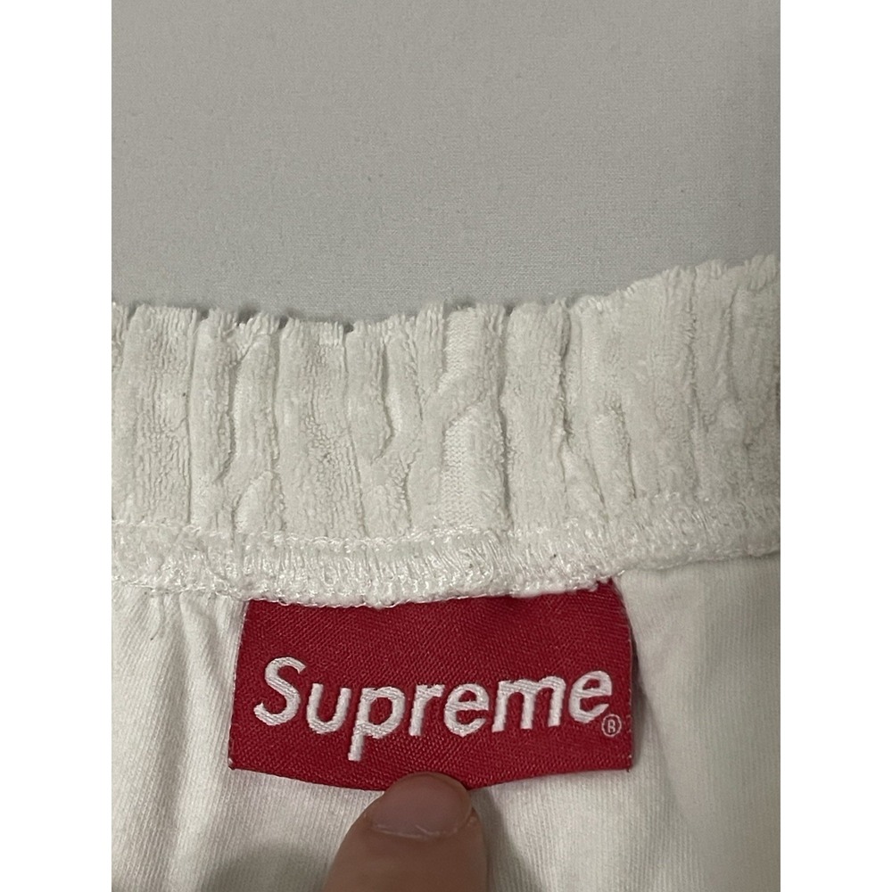 Supreme Cable Knit Terry Shorts Men's Size XL White SS18 - Picture 2 of 10